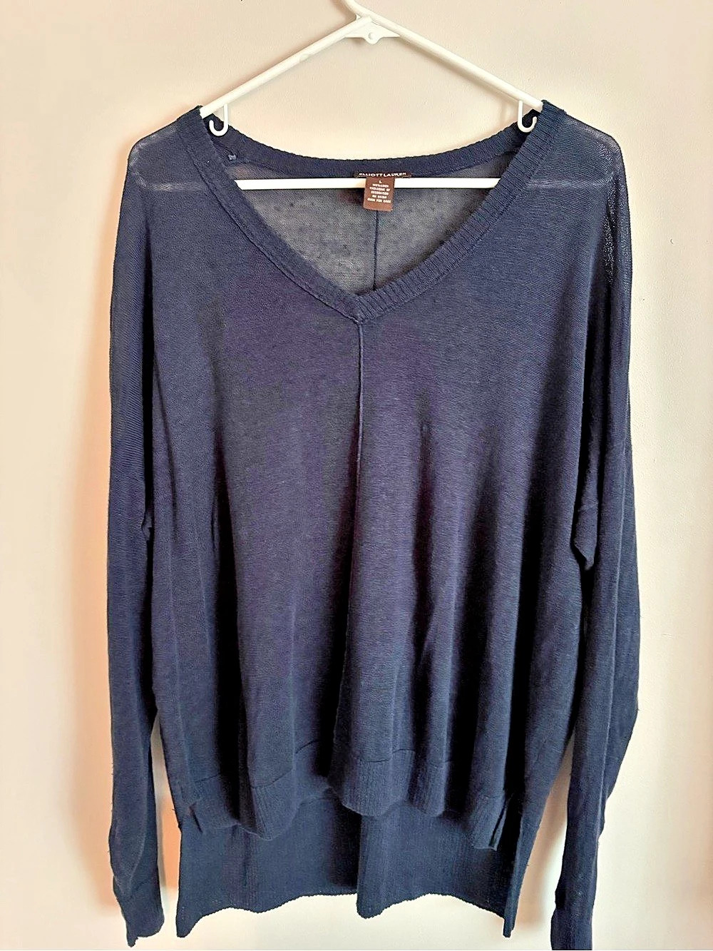 Elliott Lauren Linen V-Neck Sweater Size Large